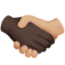 🫱🏿‍🫲🏼 handshake: dark skin tone, medium-light skin tone display on Apple